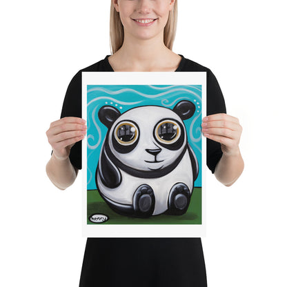 Panda Big Eyes Giclee Print Art Poster for Wall Decor features Original Painting by Seattle Mural Artist Henry