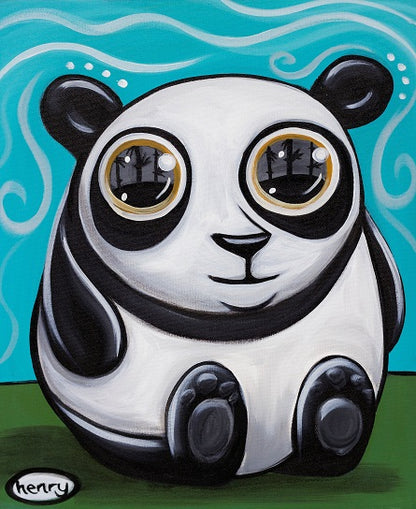 Panda Big Eyes - Framed Canvas Print