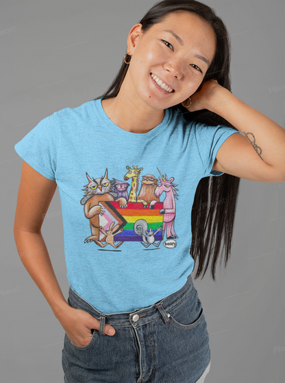 Pride Unisex Heathered Blue T-Shirt | Wearable Art by Seattle Mural Artist Ryan "Henry" Ward