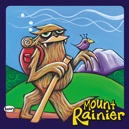 Sasquatch Hiking - Mt Rainier Magnet | Original Art by Seattle Mural Artist Ryan "Henry" Ward