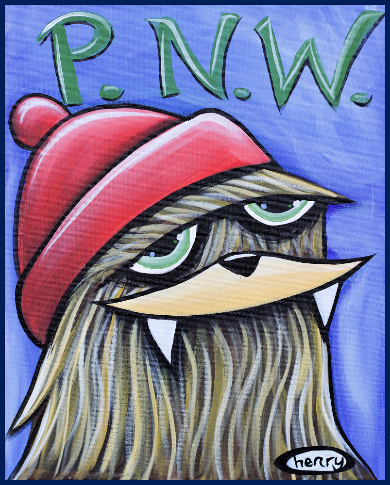 Sasquatch PNW Sticker | Original Art by Seattle Mural Artist Ryan "Henry" Ward