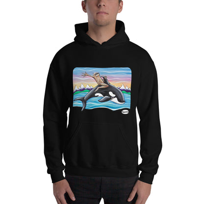 Sasquatch Riding an Orca Unisex Hoodie - Art of Henry