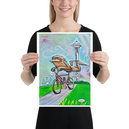 Sasquatch Riding a Bike in Seattle - Henry Print - Art of Henry