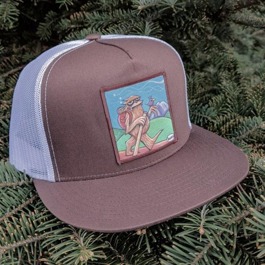 Sasquatch Hiking Wearable Art Flat Bill Trucker Hat