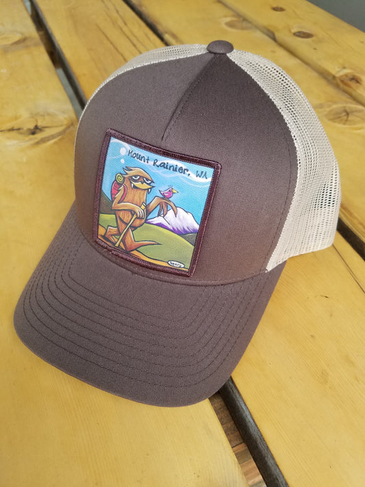 Sasquatch Hiking Trucker Hat - MT Rainier - Art of Henry