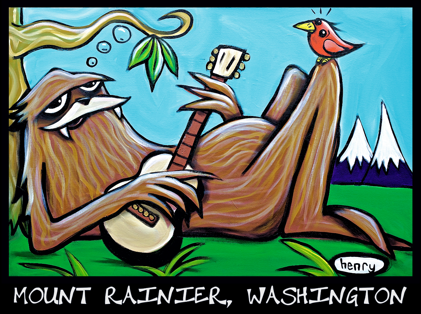 Sasquatch Just Chillin' Mount Rainier, Washington Sticker - Art of Henry