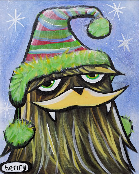 Sasquatch in Stocking Hat Canvas Giclee Print Featuring Original Art by Seattle Mural Artist Ryan Henry Ward