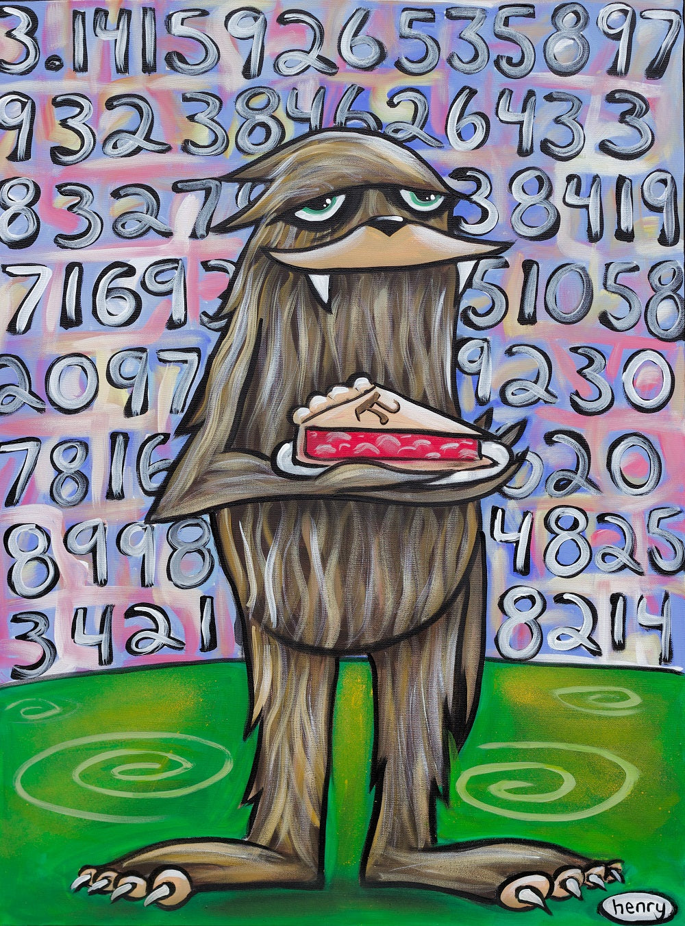 Sasquatch Loves Pi Canvas Giclee Print Featuring Original Art by Seattle Mural Artist Ryan Henry Ward