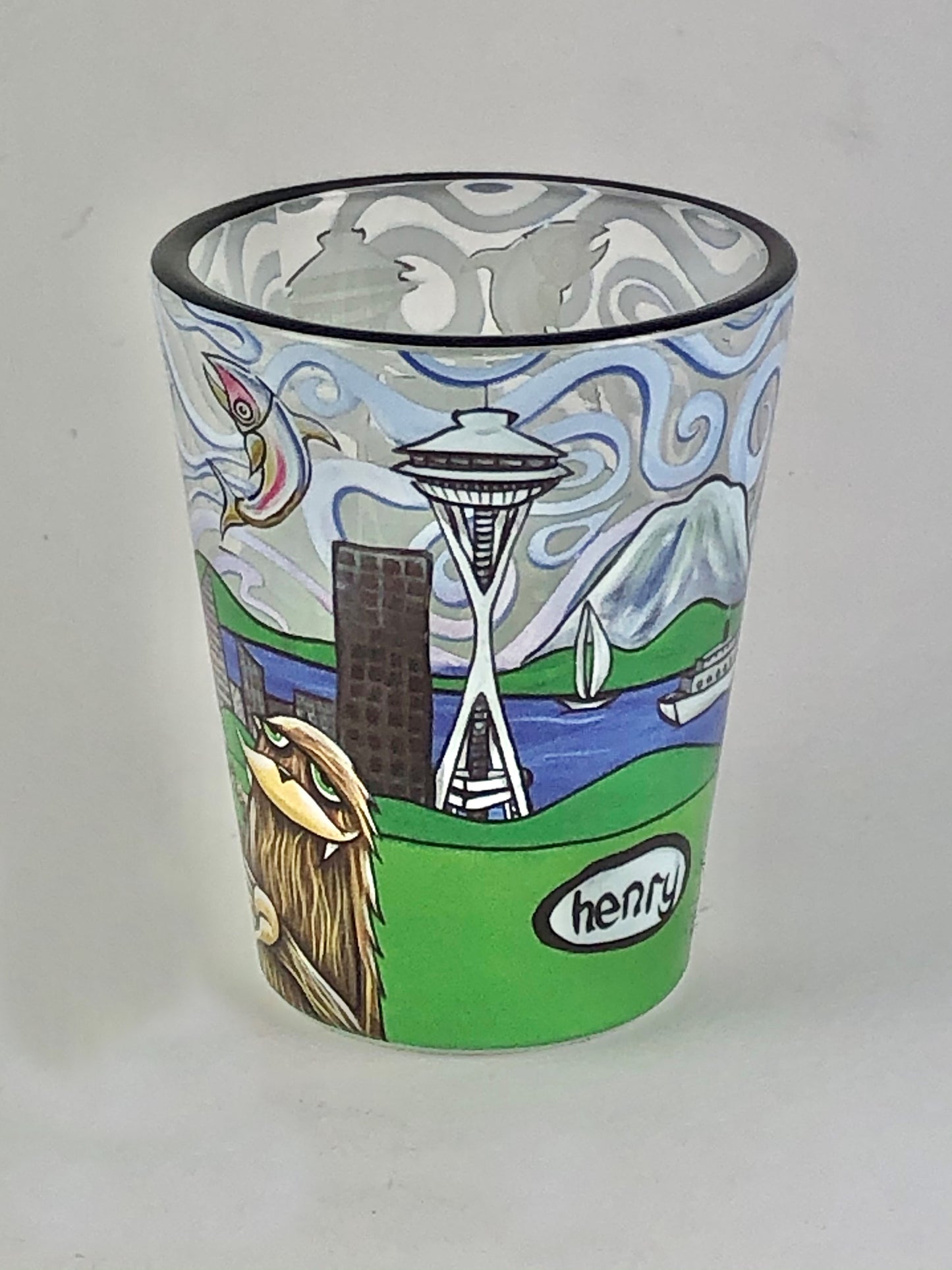 Space Needle Seattle Shot Glass | Original Art by Seattle Mural Artist Ryan "Henry" Ward