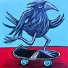 Crow Skateboarding Canvas Giclee Print Featuring Original Art by Seattle Mural Artist Ryan Henry Ward