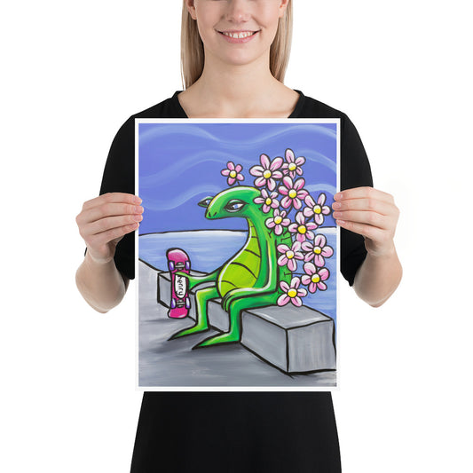 Skateboarder with Flowers - Henry Print - Art of Henry