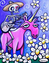 Skeleton Cowboy on a Unicorn Canvas Print - Art of Henry