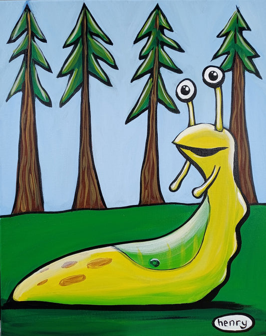 Slug in the Woods Canvas Giclee Print Featuring Original Art by Seattle Mural Artist Ryan Henry Ward
