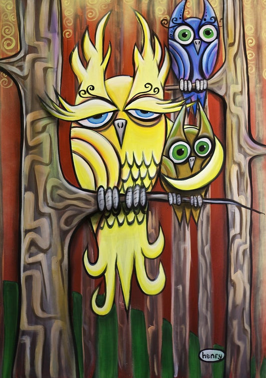 Three Owls Canvas Print - Art of Henry