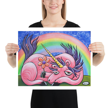 Unicorn with Flower Giclee Print Art Poster for wall decor features Original Painting by Seattle Mural Artist Henry