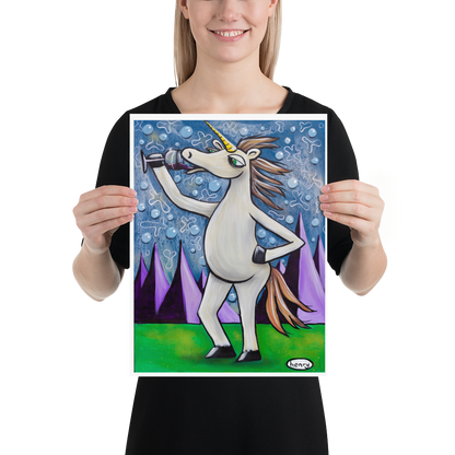 Unicorn with Wine Giclee Print Art Poster for wall decor features Original Painting by Seattle Mural Artist Henry