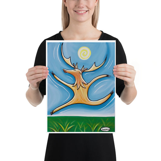 Wapiti Dance Giclee Print Art Poster for wall decor features Original Painting by Seattle Mural Artist Henry