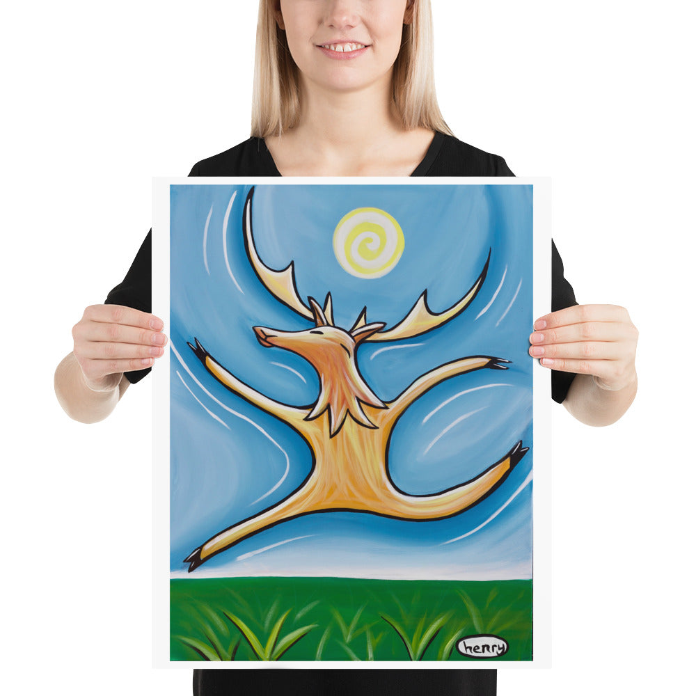 Wapiti Dance Giclee Print Art Poster for wall decor features Original Painting by Seattle Mural Artist Henry