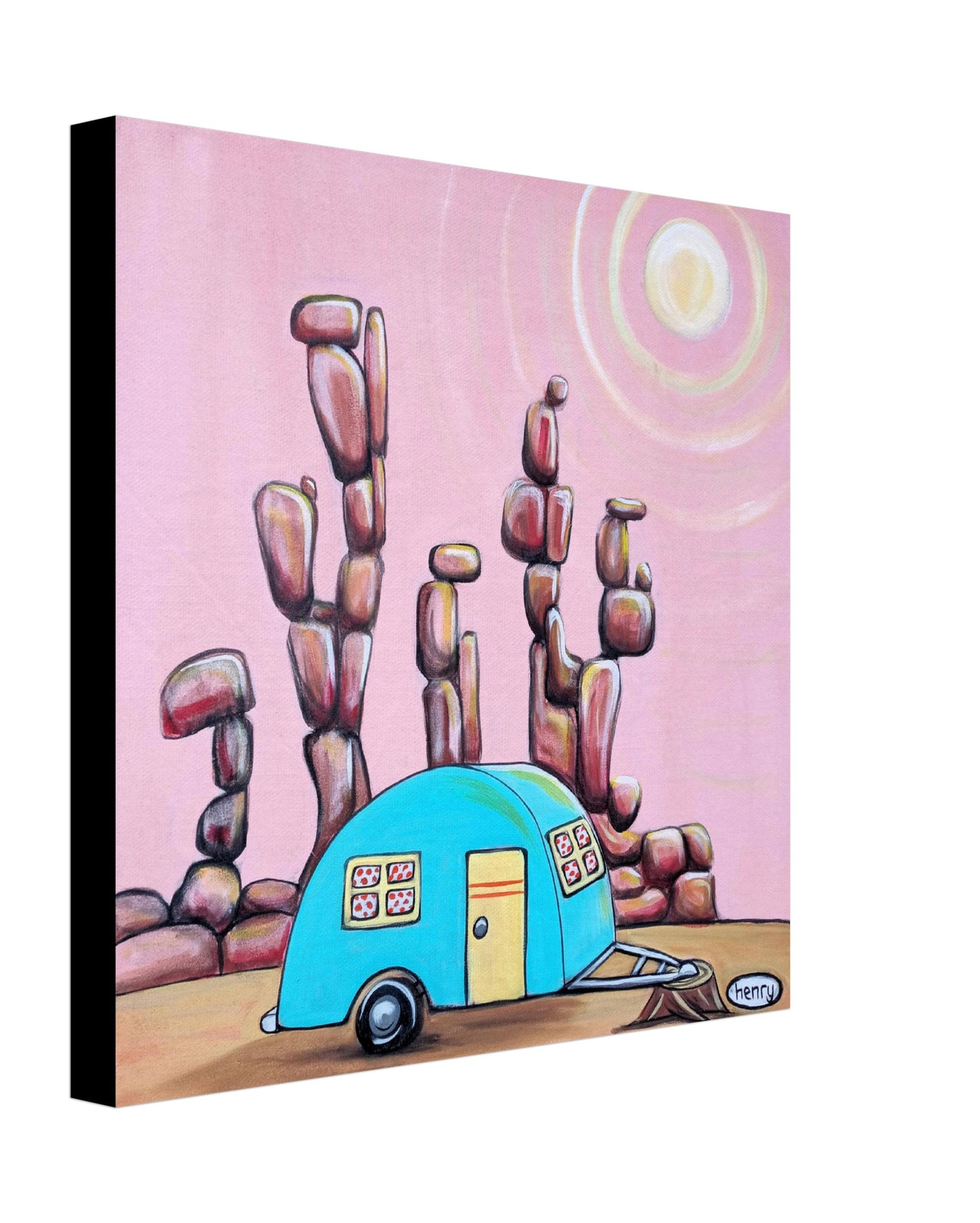 Camper in the Desert Canvas Giclee Print Featuring Original Art by Seattle Mural Artist Ryan Henry Ward