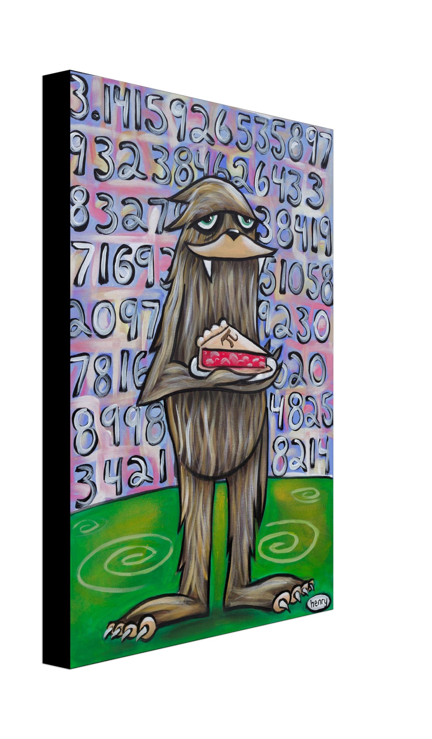 Sasquatch Loves Pi Canvas Giclee Print Featuring Original Art by Seattle Mural Artist Ryan Henry Ward