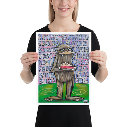 Sasquatch Loves Pi Giclee Print Art Poster for wall decor features Original Painting by Seattle Mural Artist Henry