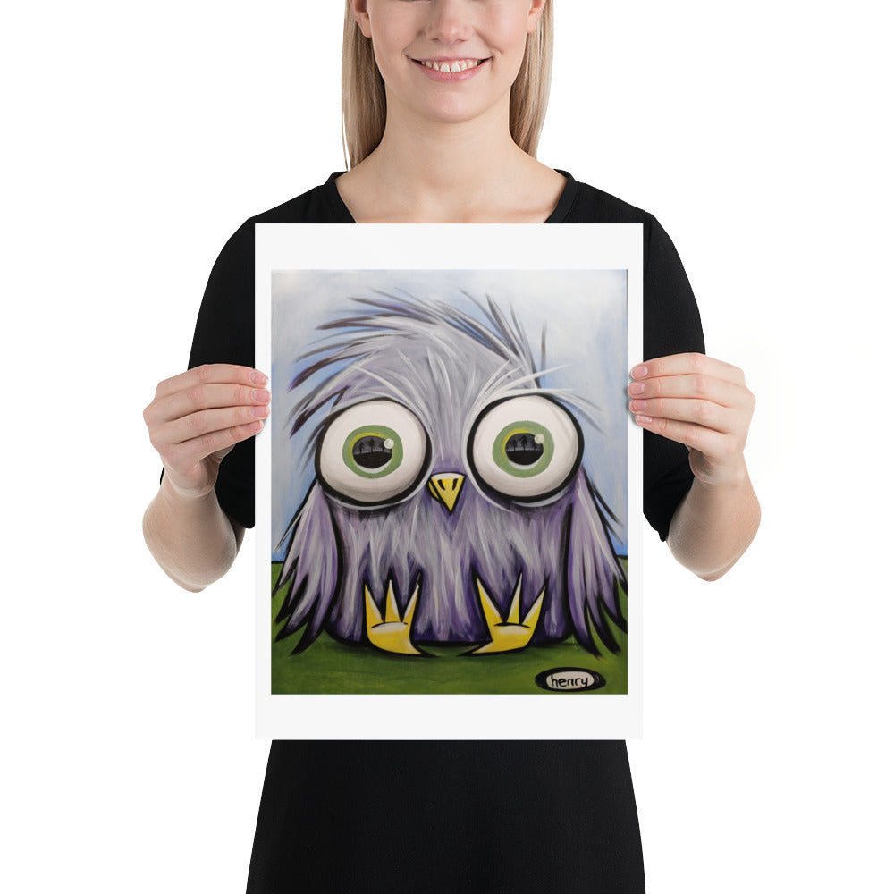 Baby Owl Giclee Art Print Poster from Seattle Artist Henry