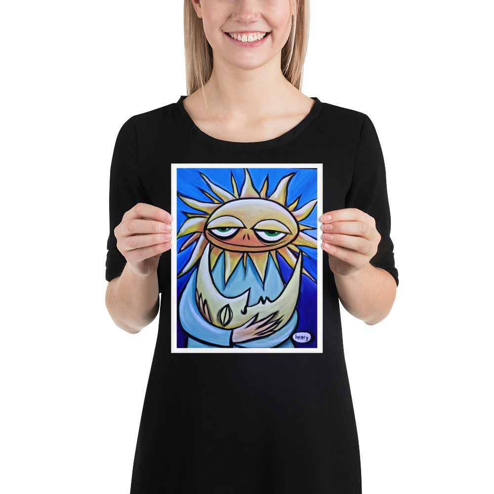 Sun Hugging the Moon Giclee Print Art Poster for wall decor features Original Painting by Seattle Mural Artist Henry