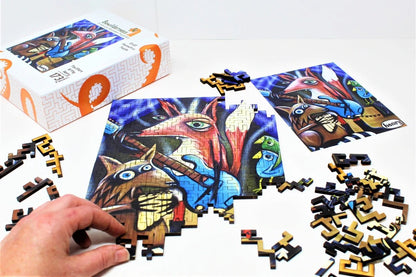 "Fox Stars" 173 Pieces, Geometric Puzzle Featuring the Art of Henry