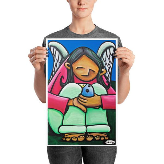 Angel Kid with Bird - Henry Print - Art of Henry