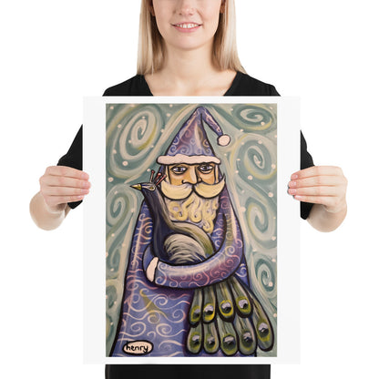 Saint Nicholas Giclee Print Art Poster for wall decor features Original Painting by Seattle Mural Artist Henry