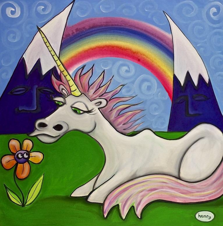 Unicorn Under the Rainbow Canvas Print - Art of Henry