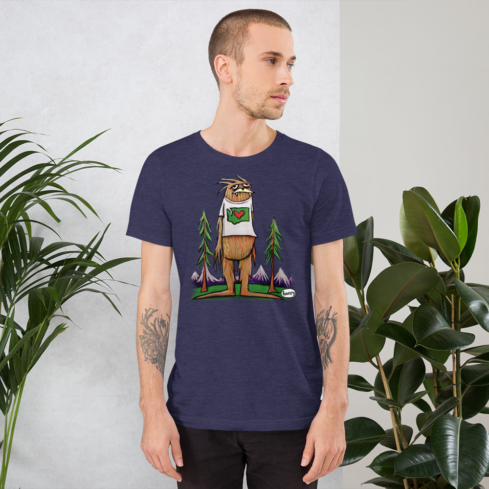 Sasquatch is big in Washington Unisex T-Shirt | Wearable Art by Seattle Mural Artist Ryan "Henry" Ward