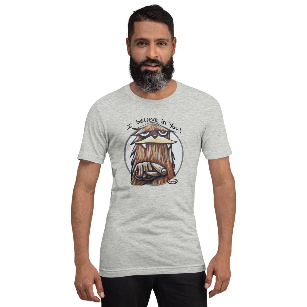 Sasquatch I Believe in You Unisex T-Shirt | Wearable Art by Seattle Mural Artist Ryan "Henry" Ward